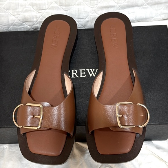 J. Crew Callie sandals in leather cedar brown size 9 NEW - Picture 5 of 8